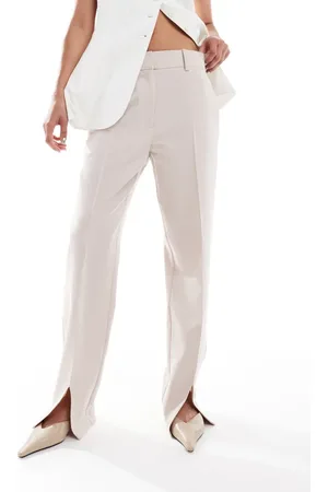 ASOS – Elegante Hose in Taupe mit geradem Bein und Saumschlitz