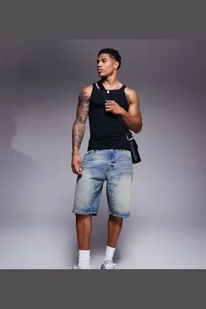 Good For Nothing – Skater-Carpenter-Shorts in Hellblau aus Denim