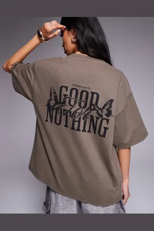Good For Nothing – Oversize-T-Shirt in Beige mit Logoprint auf dem Rücken