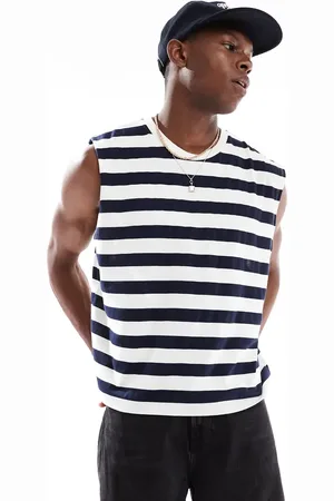 ASOS – Kastiges, gestreiftes Oversize-Tanktop in Marineblau und Weiß