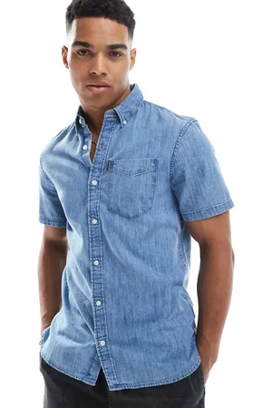 Superdry – Essential – Kurzärmliges Jeanshemd in Vintage-Waschung