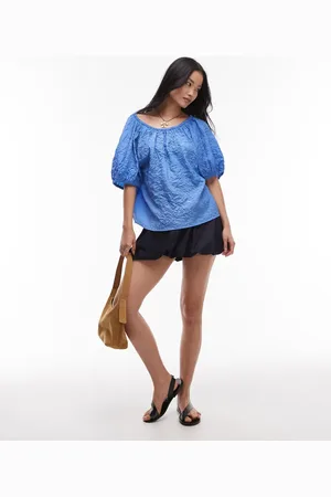 MANGO – Ballon-Minirock in Indigoblau aus weichem Denim
