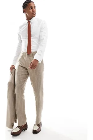 Shelby & Sons Shelby and Sons – Elegante, schmale Hose in Beige mit Nadelstreifen, Kombiteil