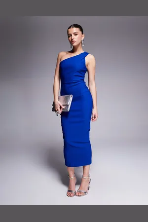 Vesper – Figurbetontes Midaxi-Kleid aus Bengaline in Kobaltblau mit One-Shoulder-Träger