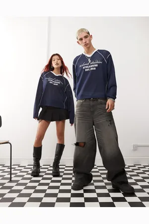 Reclaimed – Unisex-Oberteil in Marineblau mit kurzem, kastigem Schnitt
