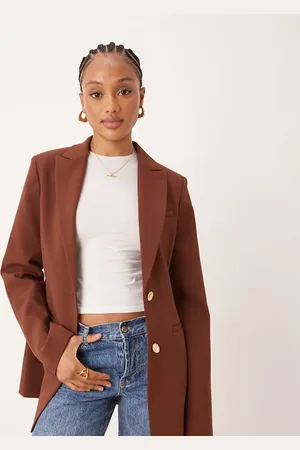 ASOS Tall – Blazer in Schokobraun mit geformter Hüftpartie
