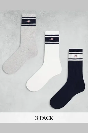 GANT – 3er-Pack Sportsocken in , Grau und Marineblau mit Wappenlogo