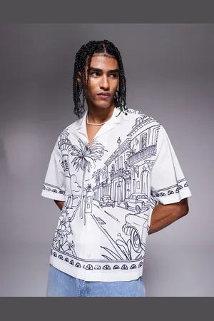 ASOS – Kastiges Oversize-Hemd in mit platziertem Print