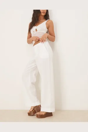Gina Tricot – Hose aus Leinen in mit weitem Bein