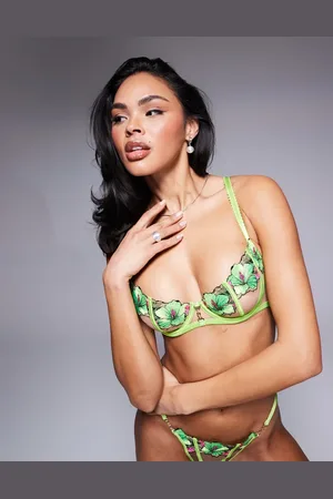 Ann Summers – Caged Hibsicus – Unwattierter Balconette-BH in Limettengrün