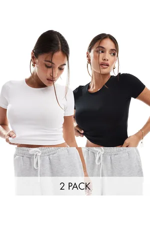 ASOS – Körperbetontes kurzes T-Shirt im 2er-Pack SAVE