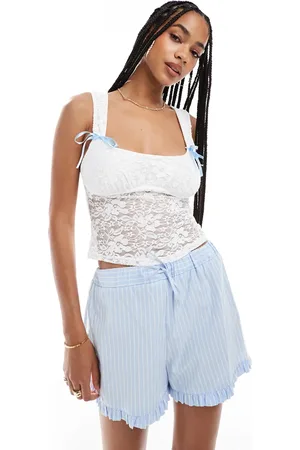 Miss Selfridge – Korsett-Oberteil aus Spitze in mit Schleifendetail
