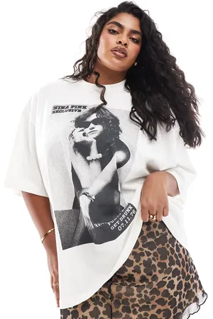 ASOS ASOS DESIGN Curve – Oversize-T-Shirt in mit Schwarzweiß-Fotoprint am Rücken