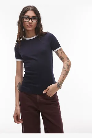 ARKET – Geripptes T-Shirt aus Jersey in mit farblich abgesetzter Einfassung