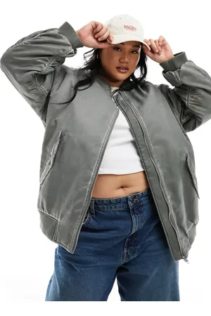 ASOS ASOS DESIGN Curve – Oversize-Bomberjacke in Acid-Waschung