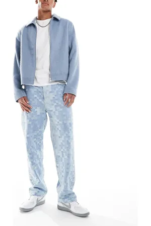 Pull&Bear – Baggy-Jeans in mit Schachbrettmuster