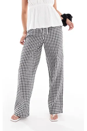 Pieces® – Hose in mit Vichy-Karos, hohem Bund und weitem Bein