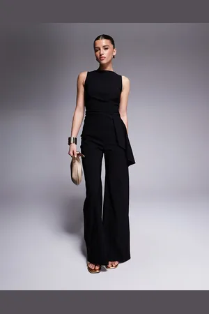 Vesper – Jumpsuit aus Bengaline in mit seitlicher Drapierung und weitem Bein