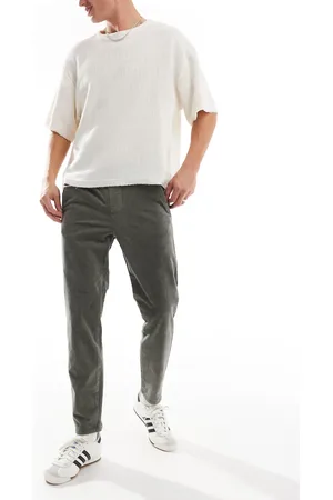 Only & Sons – Schmal zulaufende Cordhose in verwaschenem Grün