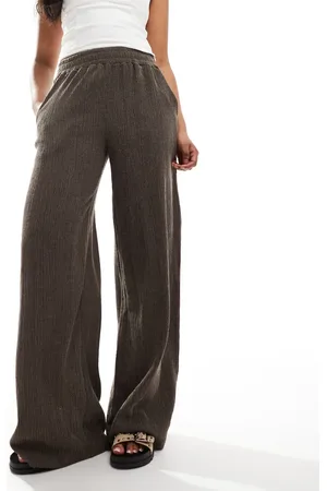 ASOS – Strukturierte Hose mit weitem Bein in Schokoladenbraun