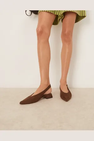 ASOS – Leonora – Slingback-Ballerinas aus Wildlederimitat in Schokobraun