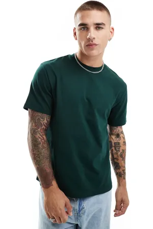 ASOS – Kastiges T-Shirt aus 240 g/m² schwerem Stoff in Dunkelgrün