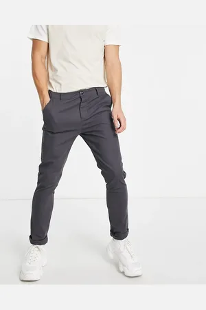 ASOS – Eng geschnittene Chinohose in Anthrazit