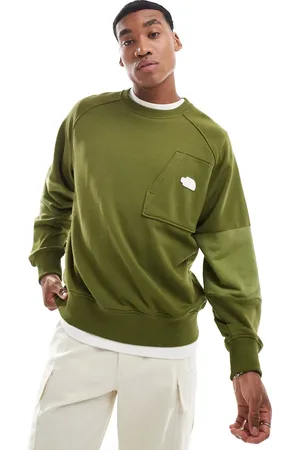 The North Face – Terry – Lockerer Pullover in Olivgrün mit Rundhalsausschnitt