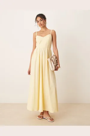 ASOS – Maxikleid in Zitronengelb mit Korsett-Mieder und geformter Brustpartie