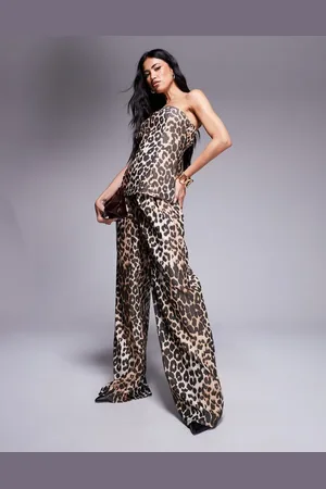ASOS – Hose aus Bengaline mit Leopardenmuster