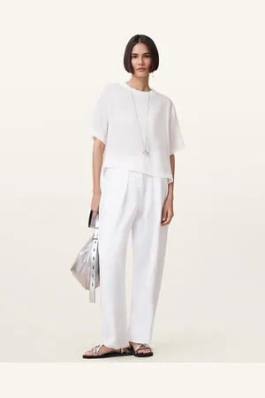 AllSaints – Becca – Leinenhose in Antikweiß