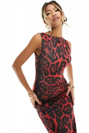 ASOS – Maxikleid mit Leopardenmuster in mit Schlitzausschnitt