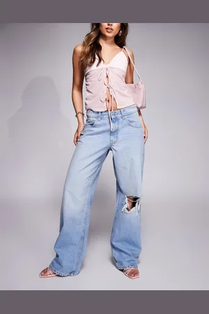 ASOS – Lässige Jeans in blasser Waschung mit weitem Bein