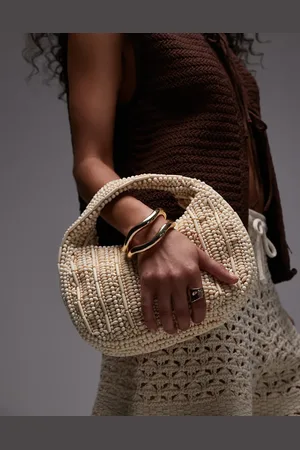 Topshop – Gilly – Perlenbesetzte Handtasche in Beige