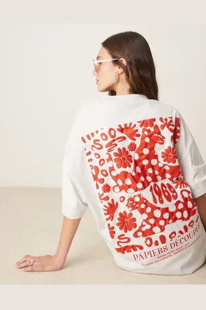 ASOS – Oversize-T-Shirt in meliertem Eisgrau mit Blumen-Leoparden-Grafikprint