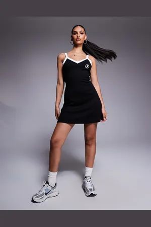 ASOS Weekend Collective – Kleid mit farblich abgesetztem Rand und Läufer-Print