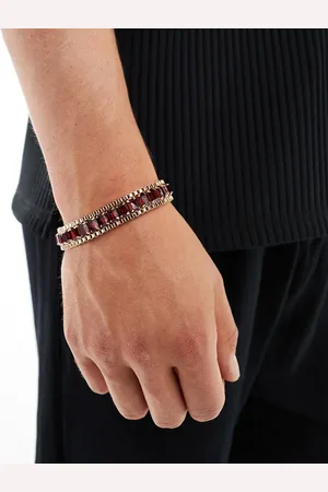 ASOS – Goldfarbenes Armband im Armbanduhren-Design mit roten Schmucksteinen