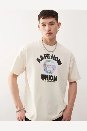 A Bathing Ape AAPE BY A BATHING APE – T-Shirt in Wollweiß mit „Union“-Logo