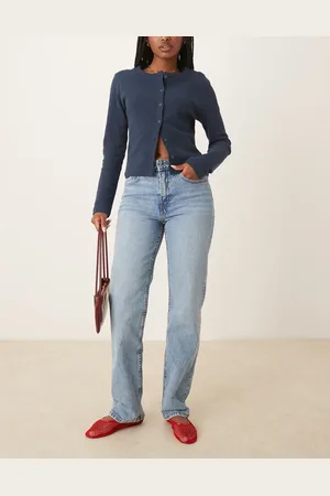 Gina Tricot – Gerade Jeans in hellblauer Waschung mit mittelhohem Bund