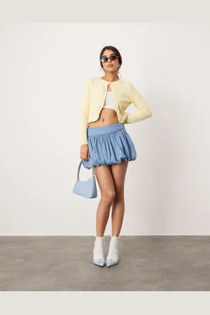 ASOS – Ballonrock aus Denim in verwaschenem Hellblau