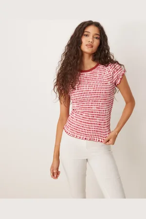 ASOS – Gesmoktes T-Shirt mit Vichy-Karos in