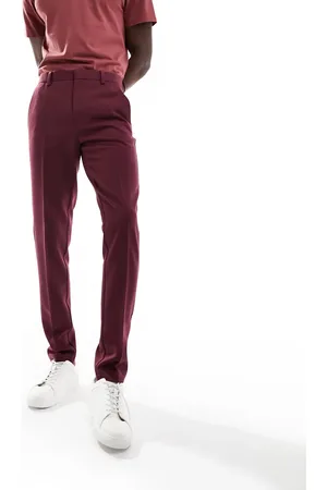 ASOS – Elegante Hose mit engem Schnitt in Burgunderrot