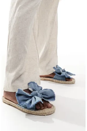 ASOS – Jem – Espadrilles-Pantoletten aus Jeansstoff mit Schleifendetail