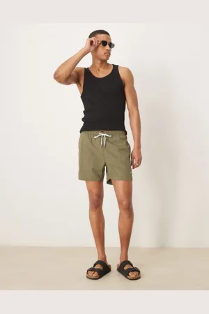GANT – Badeshorts in Khakigrün mit Wappen-Logo