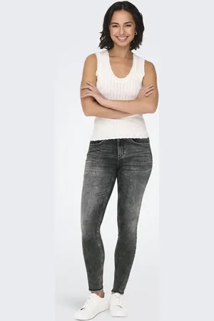 ONLY – Eng geschnittene Jeans in Dunkelgrau