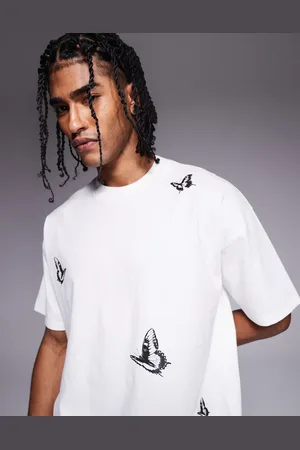 Good For Nothing – T-Shirt in Beige mit Schmetterlingsstickerei