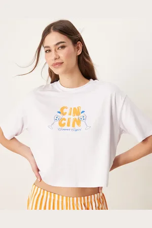 Urban Threads – Oversize Cropped-T-Shirt mit sommerlichem Print, Kombiteil