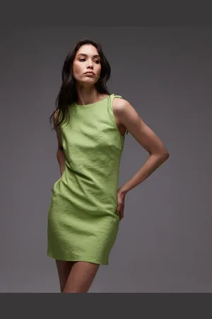 Topshop – Aline – Rückenfreies Minikleid aus Cupro in Limette