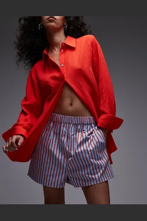 Topshop – Gestreifte Boxershorts in Blau