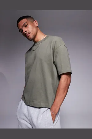 ASOS – Kastiges Oversize-T-Shirt aus schwerem Stoff in Khaki, 240 g/m²